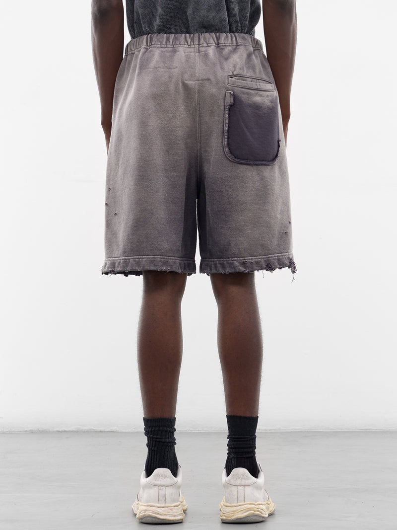 Black Distressed Faded Sweat Shorts (J16SP724-BLACK)
