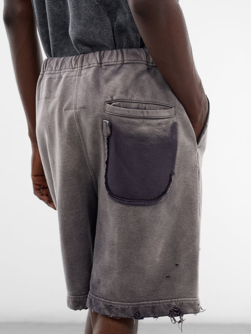 Black Distressed Faded Sweat Shorts (J16SP724-BLACK)