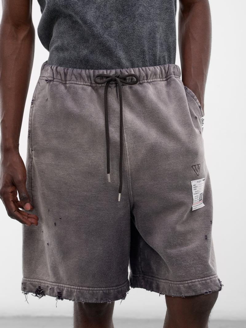 Black Distressed Faded Sweat Shorts (J16SP724-BLACK)