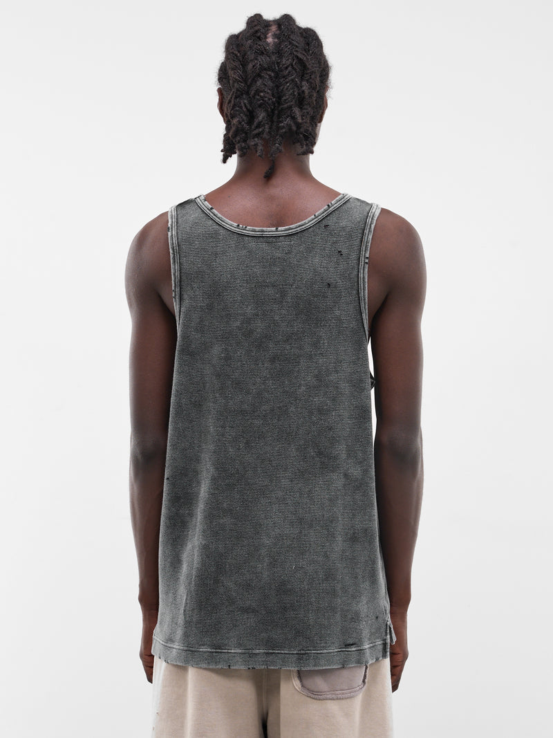 Black Distressed Waffle Knit Tank (J16TS812-BLACK)