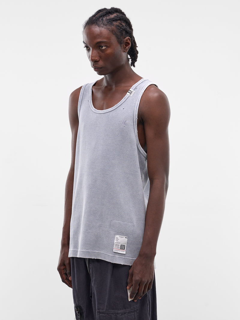 Gray Distressed Waffle Knit Tank (J16TS812-GRAY)
