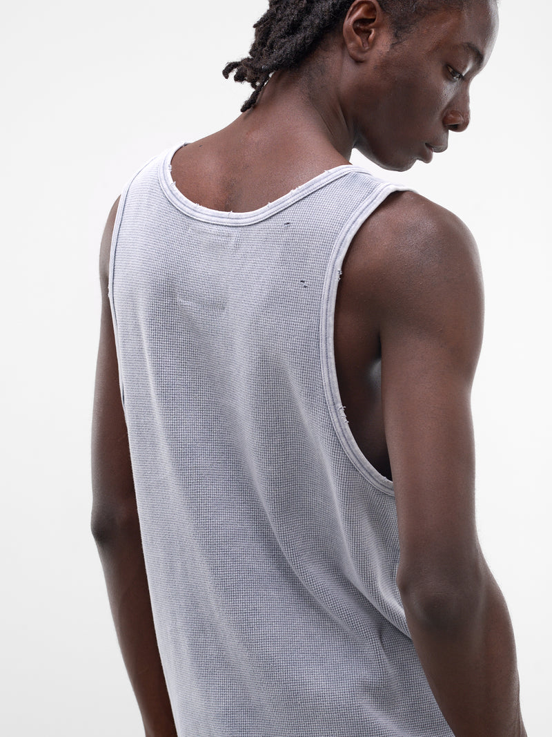 Gray Distressed Waffle Knit Tank (J16TS812-GRAY)