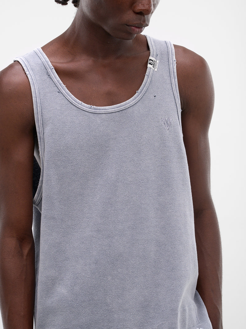 Gray Distressed Waffle Knit Tank (J16TS812-GRAY)