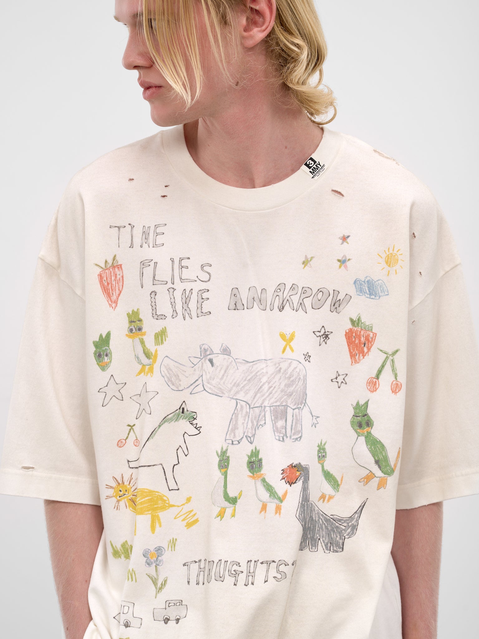 White Oversized Scribble Graphic Tee (J16TS831-WHITE)