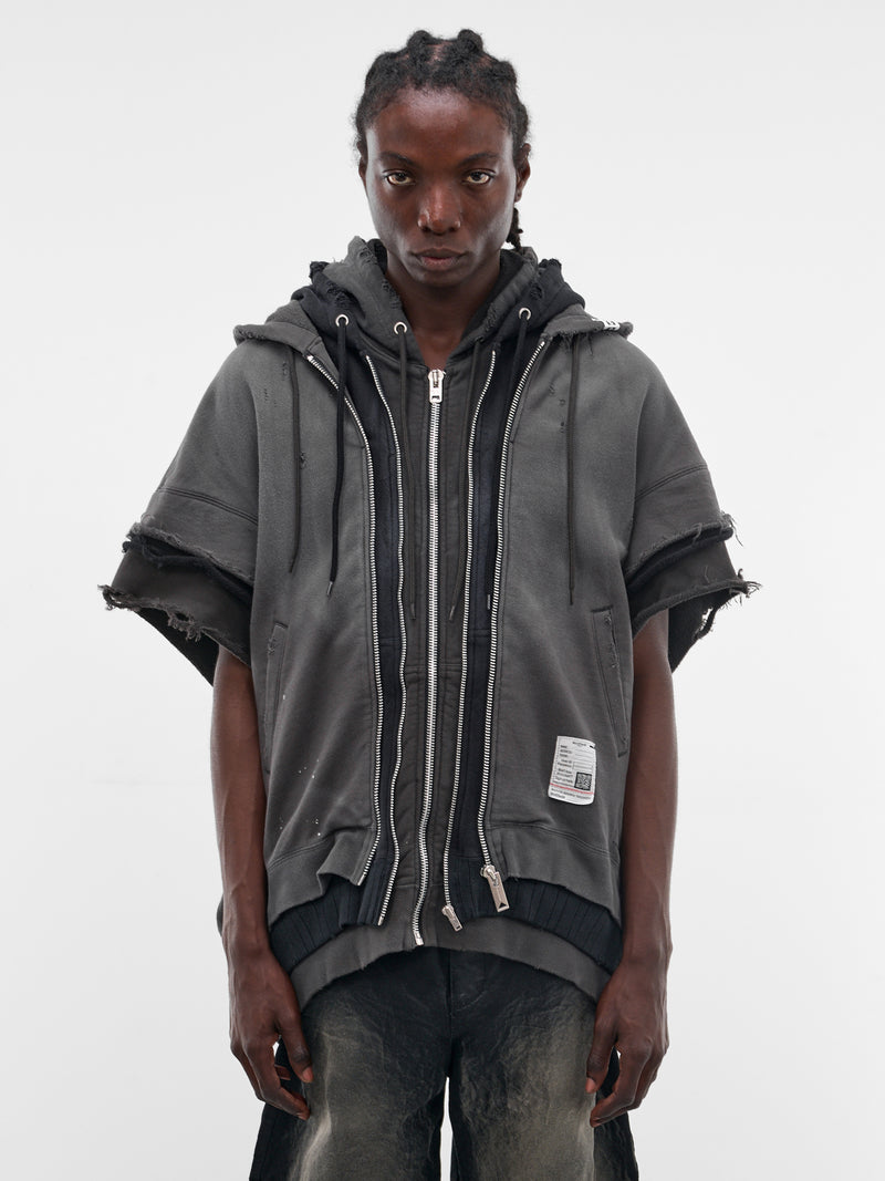 Triple Layered Zip Hoodie Vest (J16VT762-BLACK)