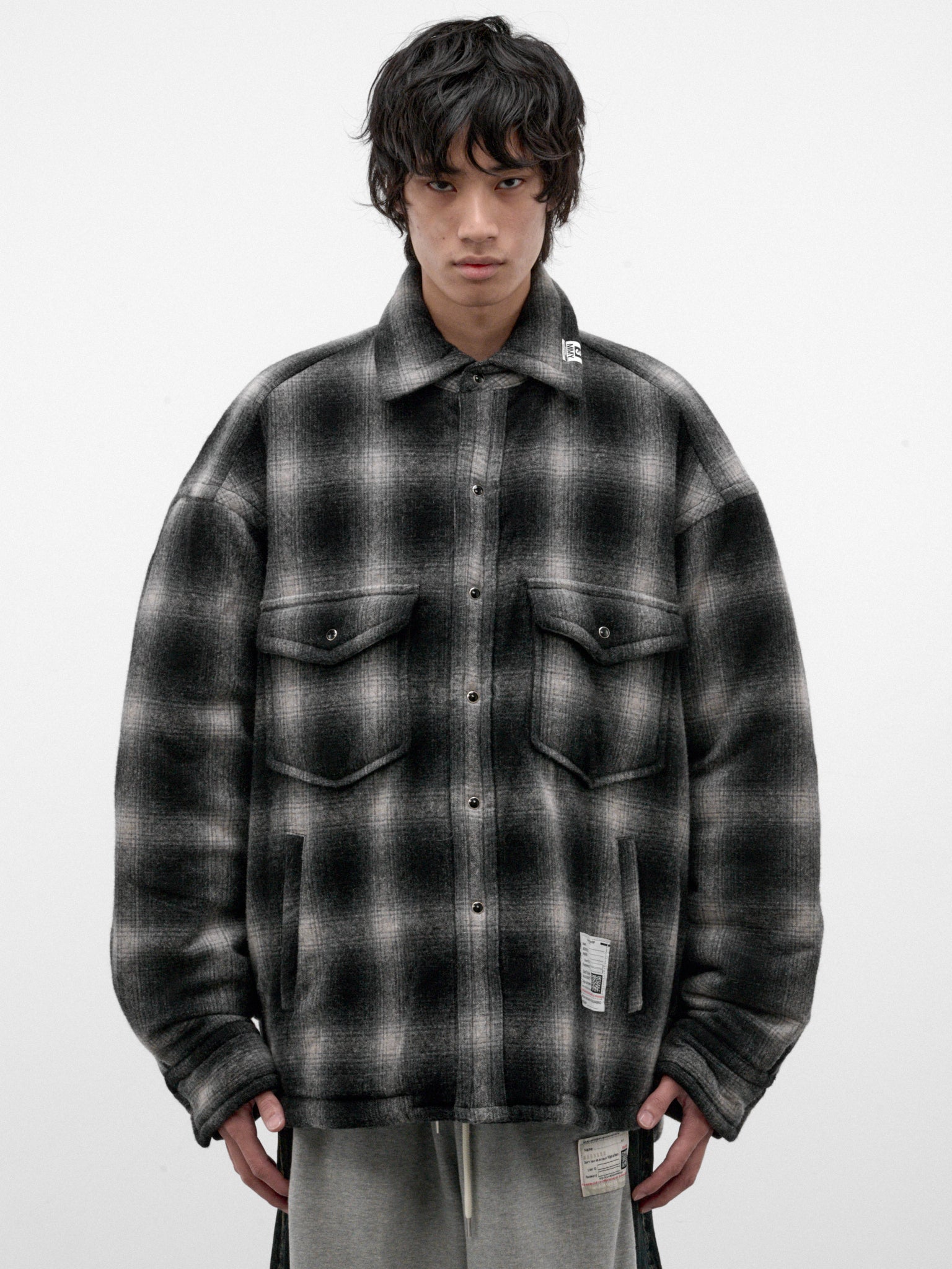 Black Plaid Padded Overshirt (J17SH185-BLACK)