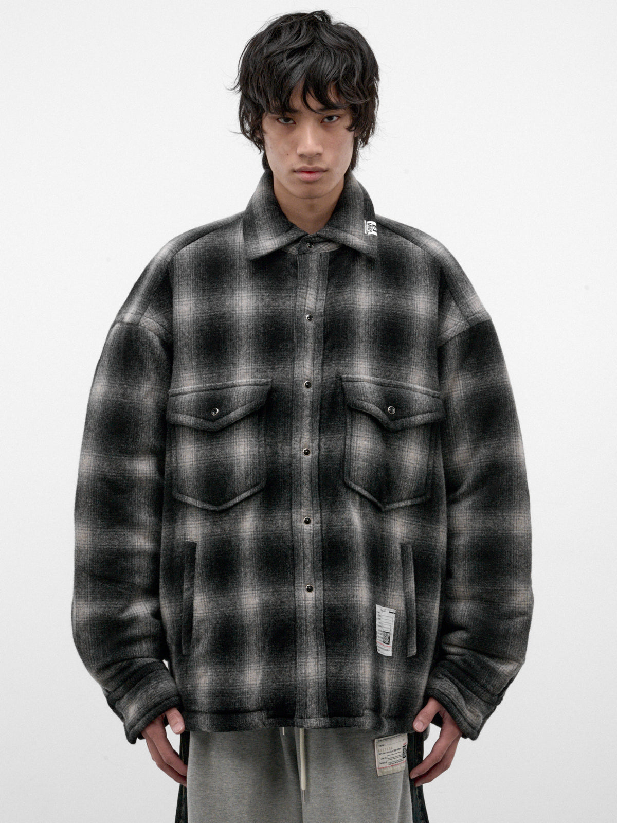 Black Plaid Padded Overshirt (J17SH185-BLACK)