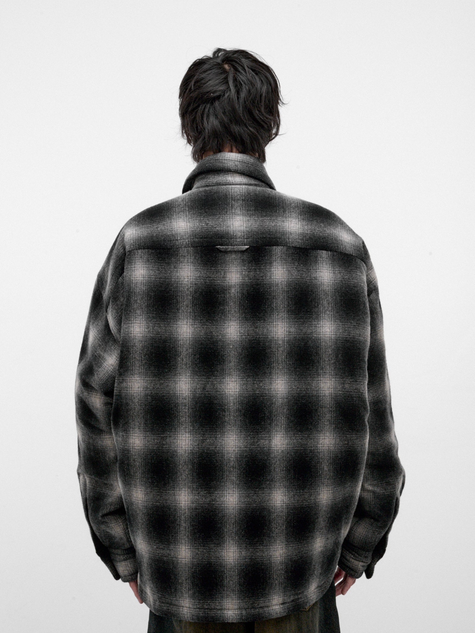 Black Plaid Padded Overshirt (J17SH185-BLACK)