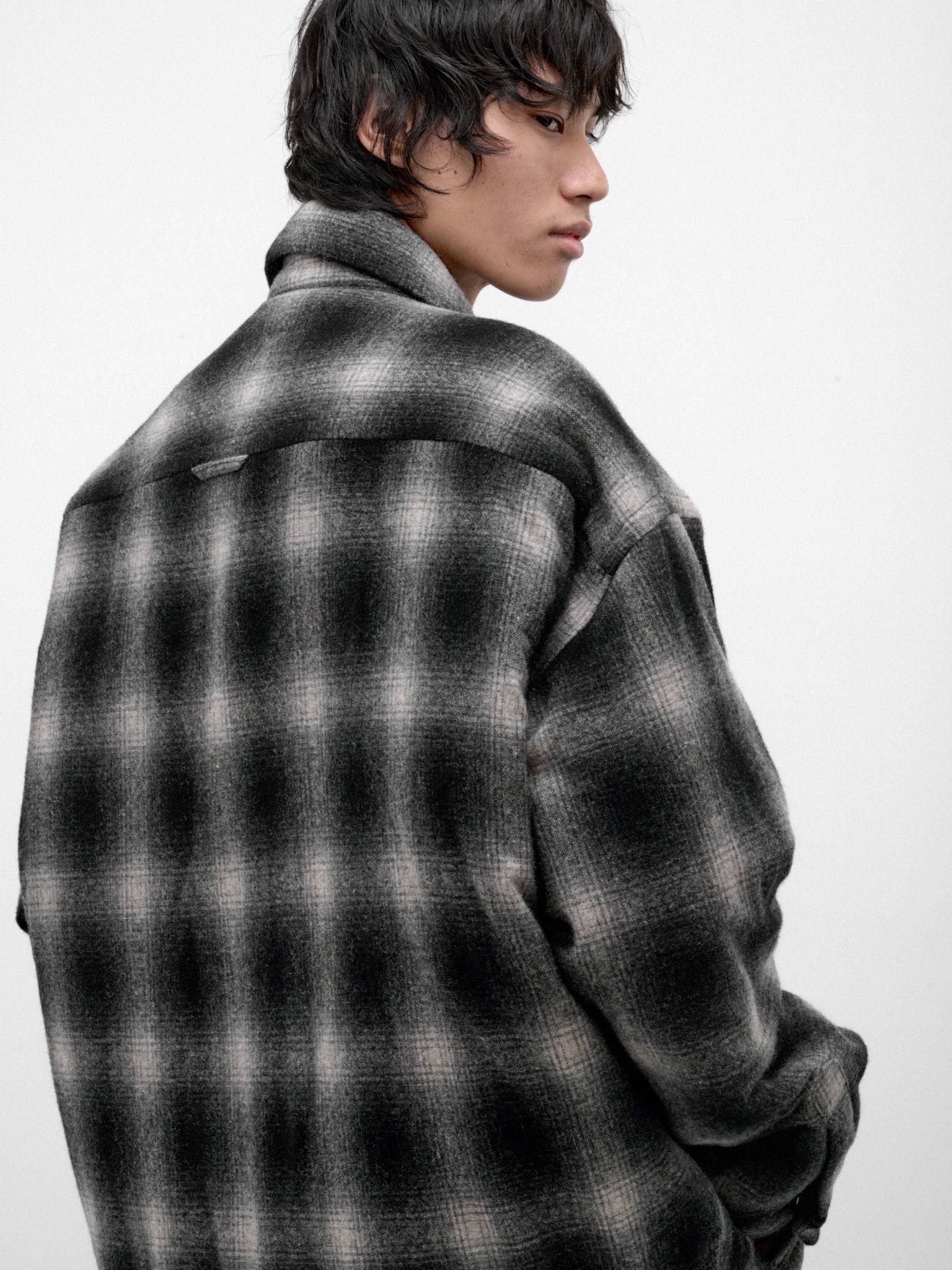 Black Plaid Padded Overshirt (J17SH185-BLACK)