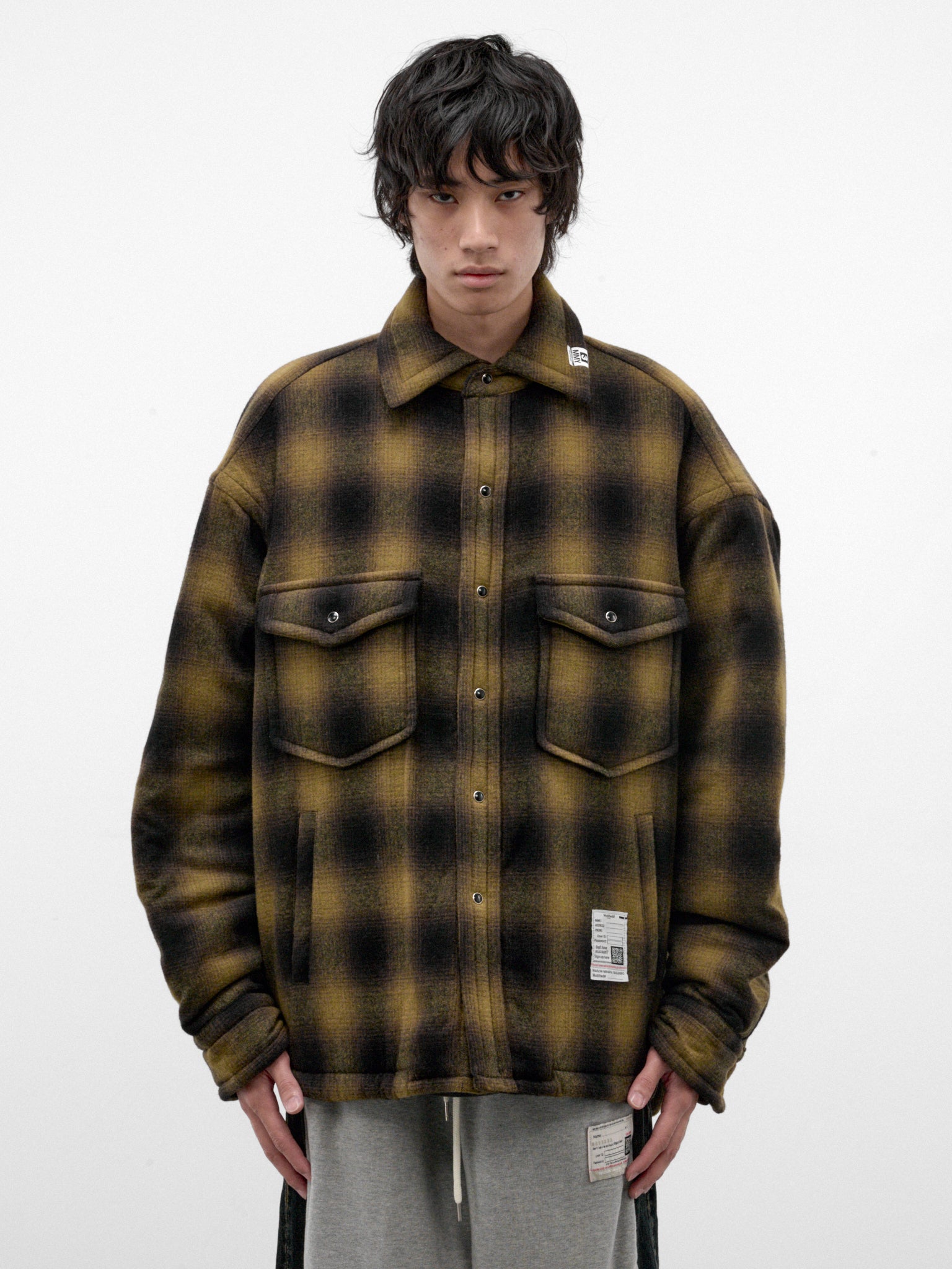 Khaki Plaid Padded Overshirt (J17SH185-KHAKI)