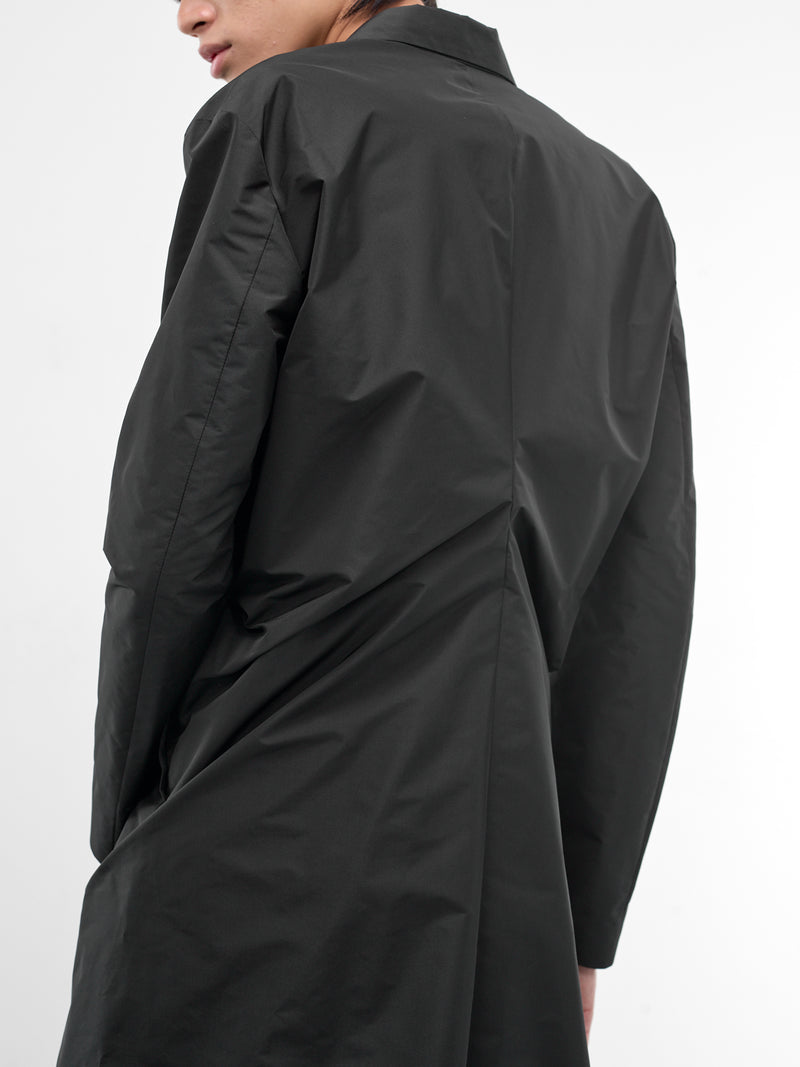 Black Asymmetric Gathered Coat (J21AA0207-J70221-001-BLACK)