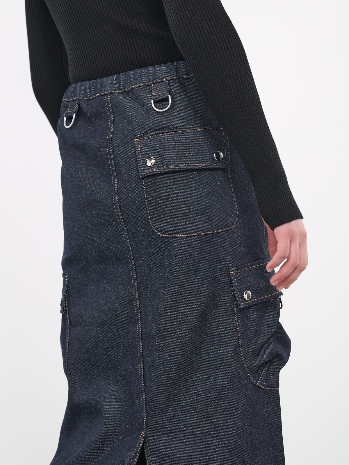 Denim Cargo Maxi Skirt (J21BIS249-DNVY)