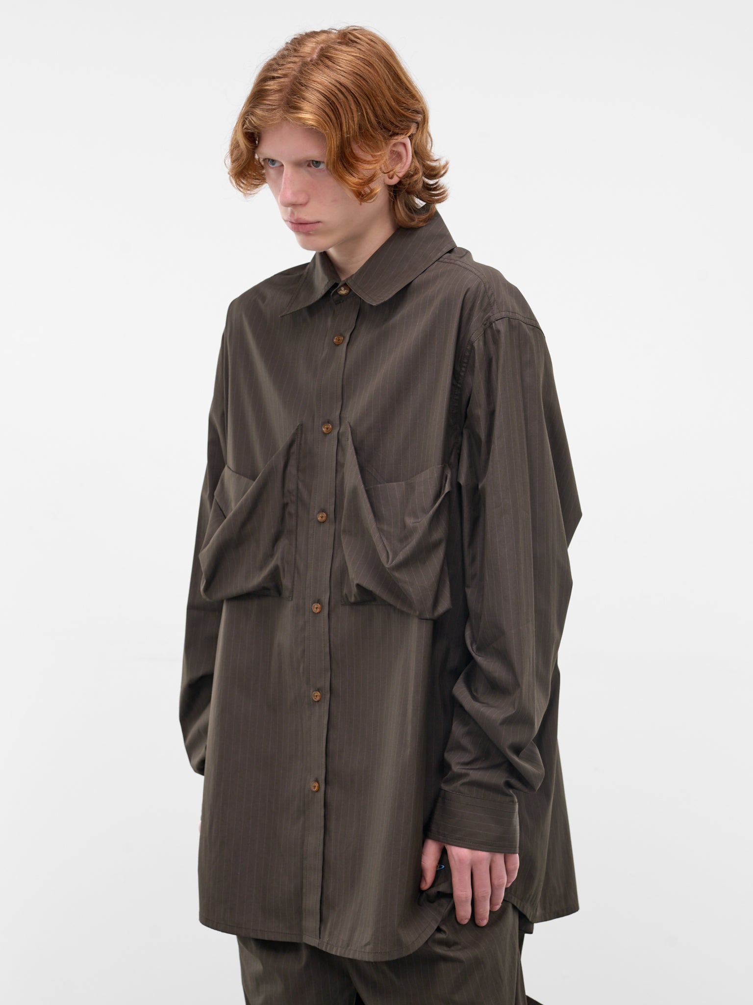VIVIENNE WESTWOOD Pinstripe Draped Overshirt | H.Lorenzo - side