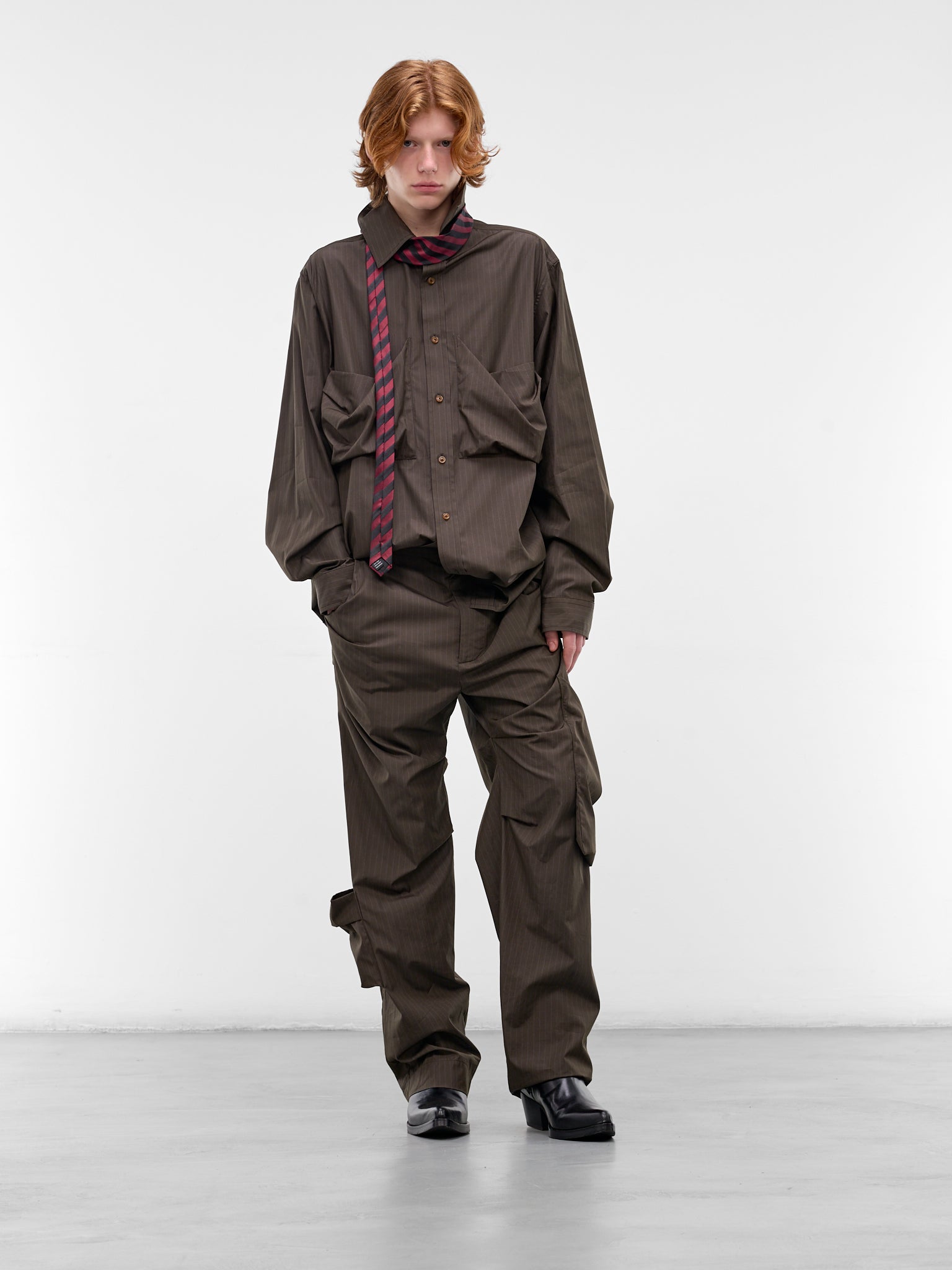VIVIENNE WESTWOOD Pinstripe Draped Trousers - styled