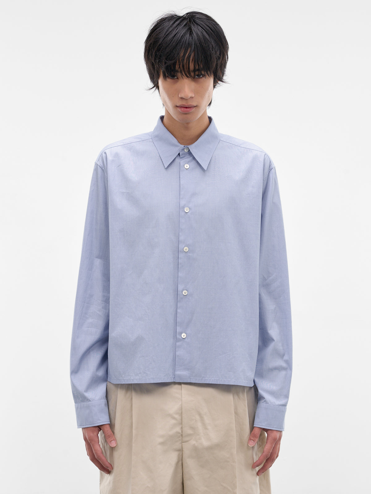 Blue Boxy Cropped Button-Up Shirt (J21DL0276-J45341-458-LIGHT-BLU)