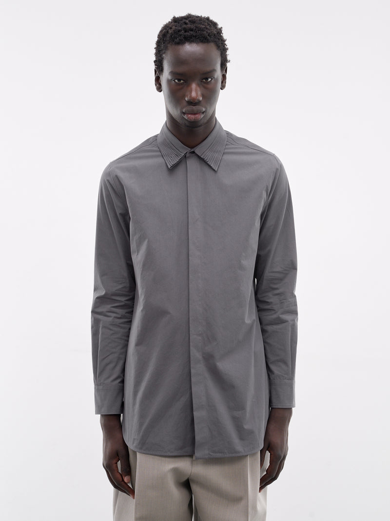 Pleated Collar Vented Back Shirt (J21DL0280-GRAY)