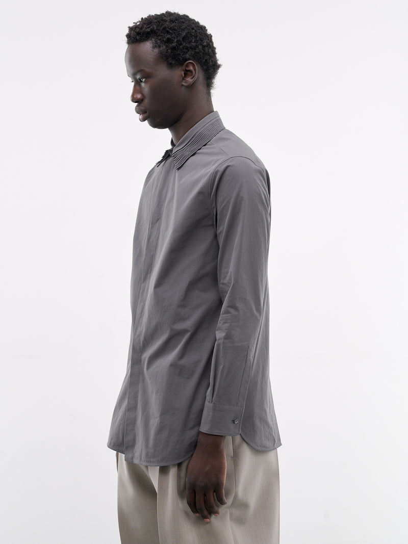 Pleated Collar Vented Back Shirt (J21DL0280-GRAY)