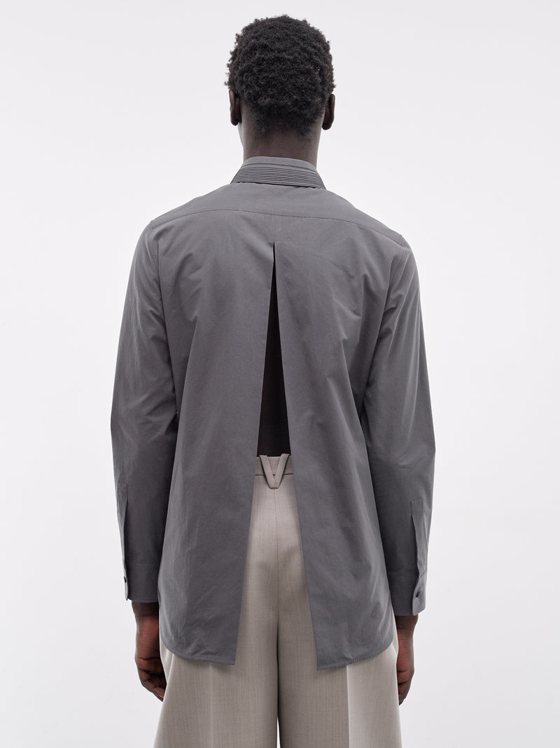 Pleated Collar Vented Back Shirt (J21DL0280-GRAY)