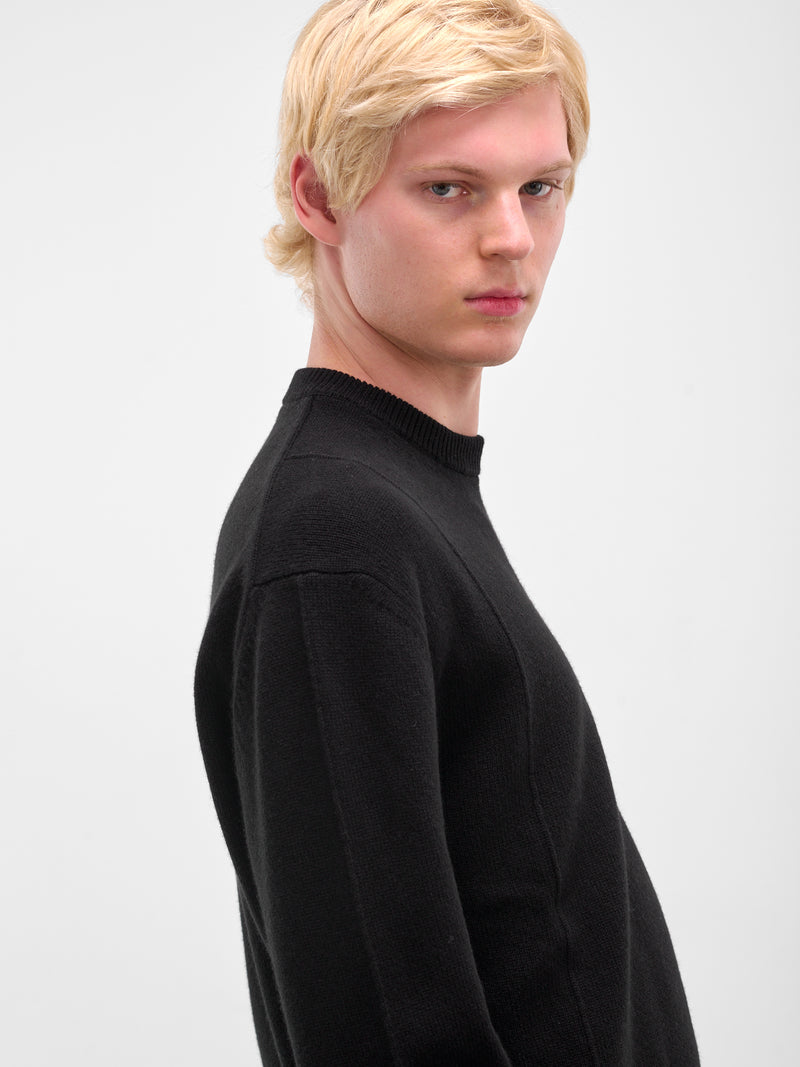 Black Rib-Knit Crewneck Sweater (J21GP0194-J14809-BLACK)