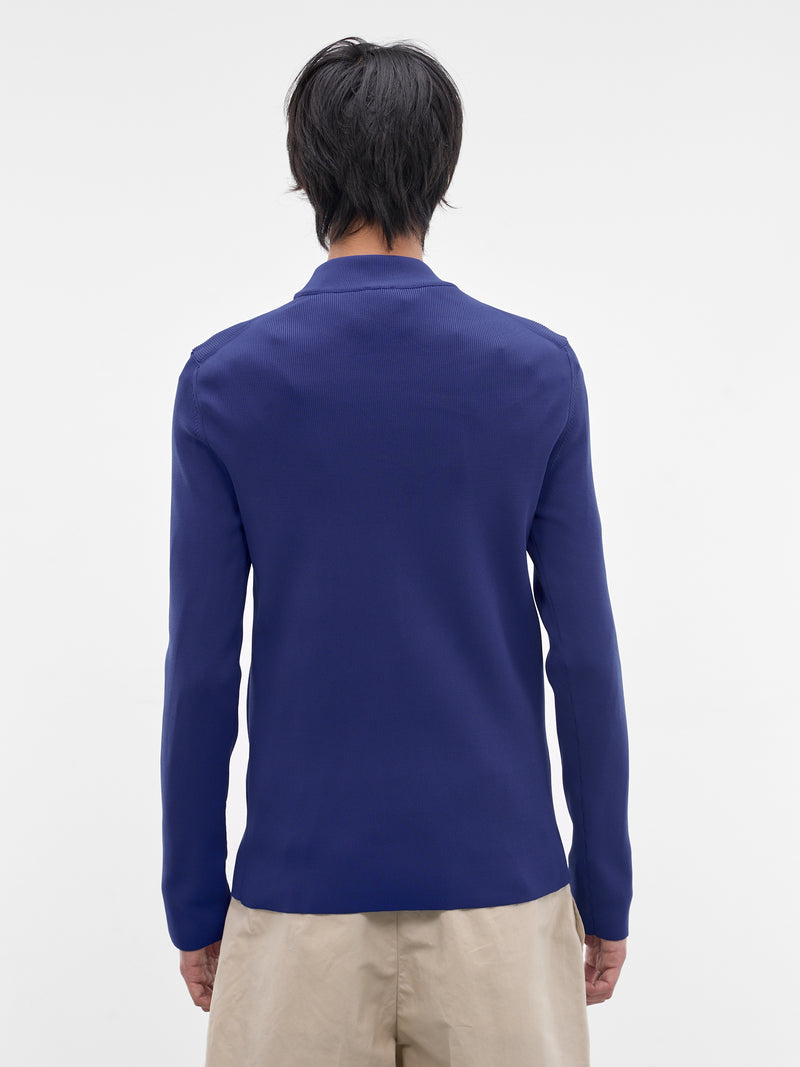 Navy Rib-Knit Mock Neck Sweater (J21GP0209-J19164-427-BLUE)