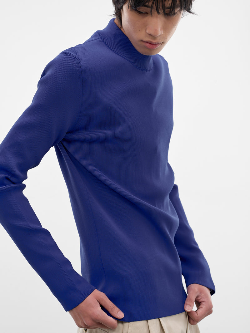 Navy Rib-Knit Mock Neck Sweater (J21GP0209-J19164-427-BLUE)