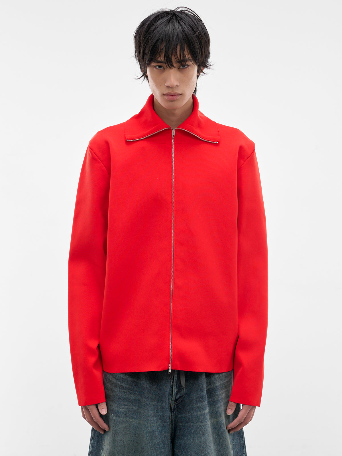 Red High Neck Zip Jacket (J21HP0014-J19165-626-RED)