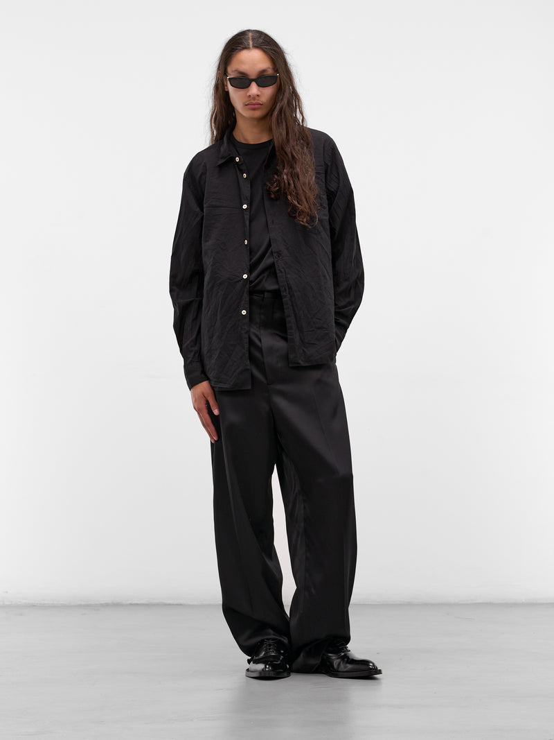 Black Wool Gabardine Wide Trousers (J21KA0280-J65334-001-BLACK)