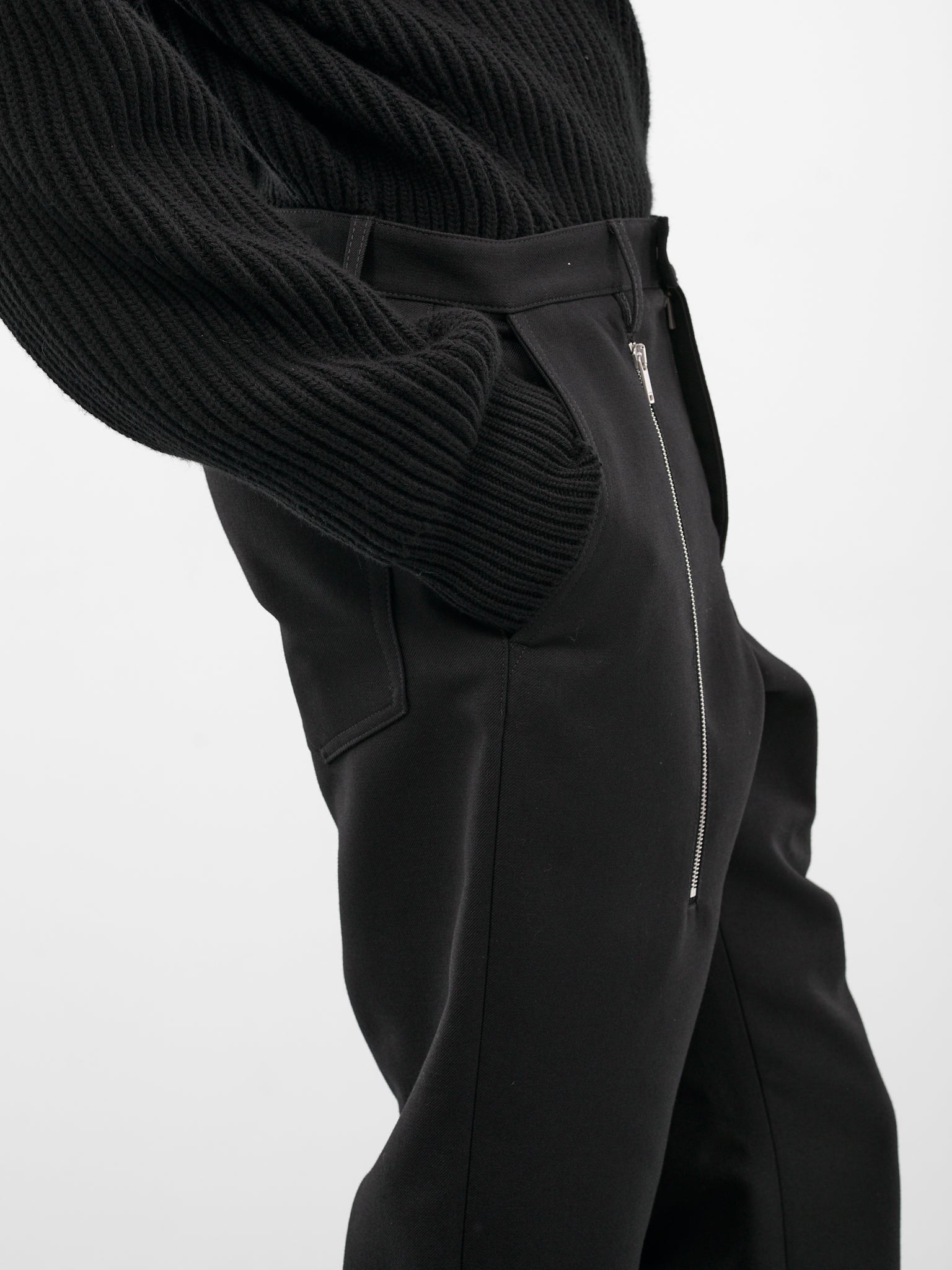 Black Zip Drop Crotch Trousers (J21KA0296-J40289-001-BLACK)
