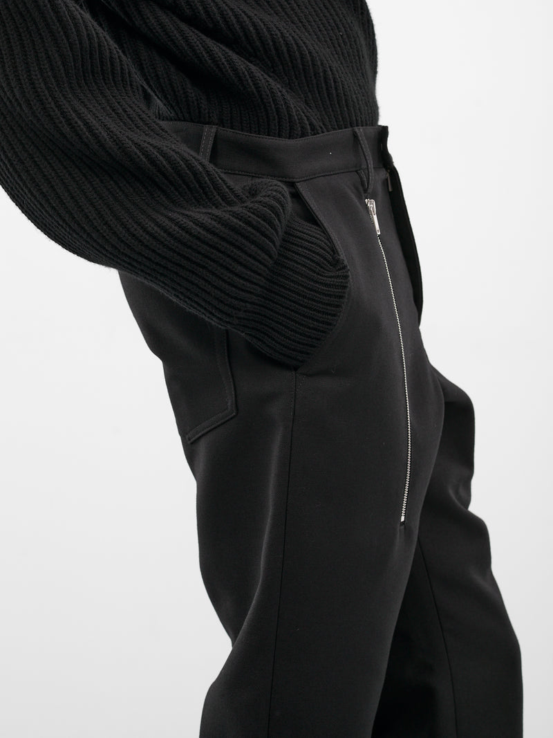 Black Zip Drop Crotch Trousers (J21KA0296-J40289-001-BLACK)