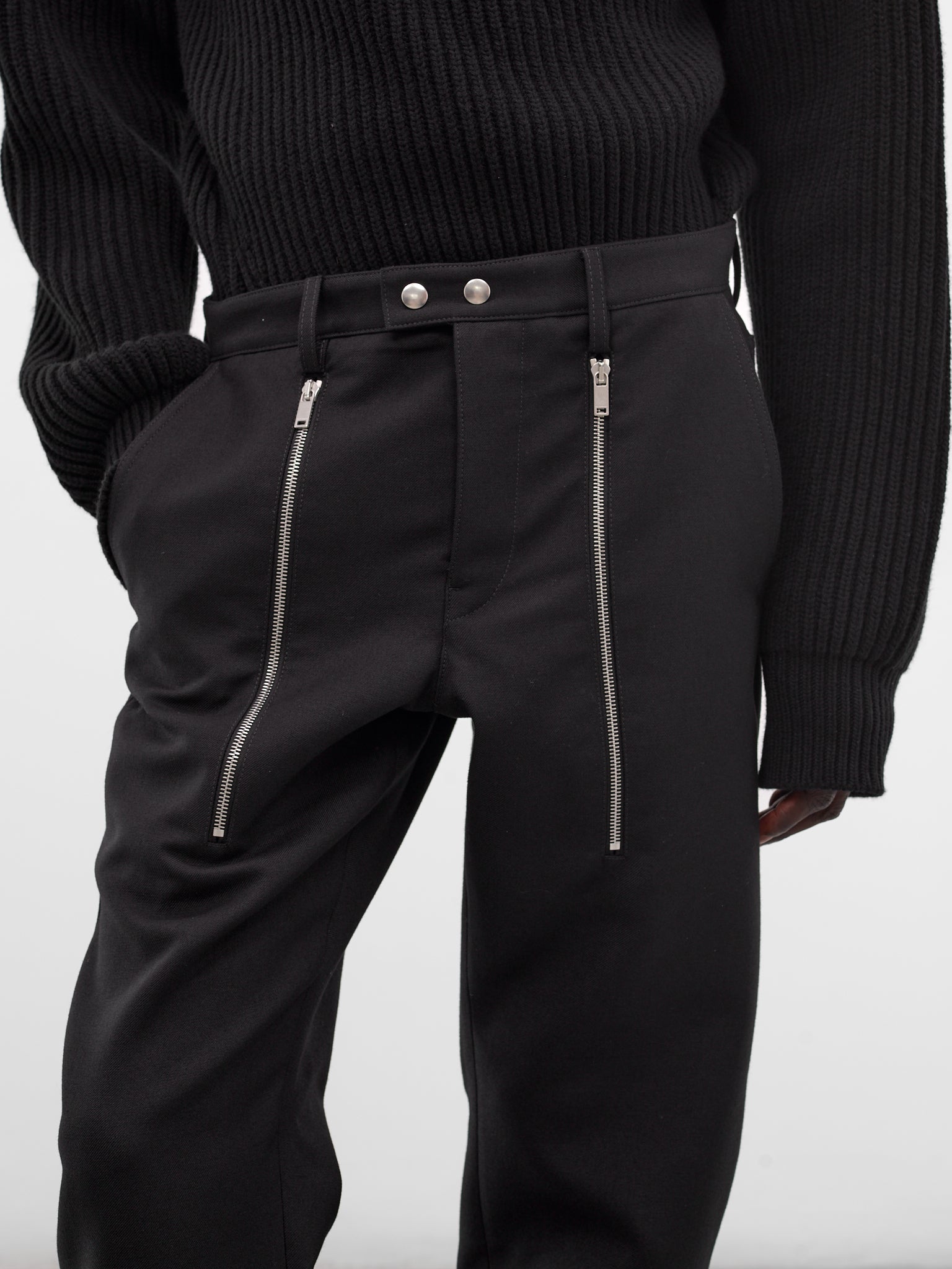 Black Zip Drop Crotch Trousers (J21KA0296-J40289-001-BLACK)