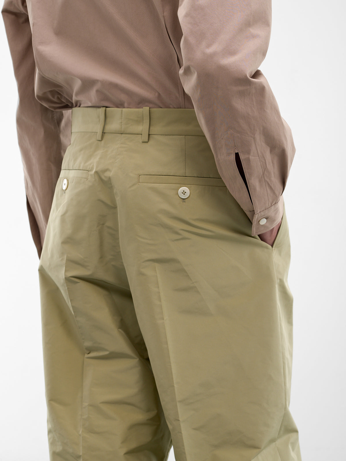 Beige Tailored Pleated Wide Trousers (J21KA0322-J70221-052-GREEN)