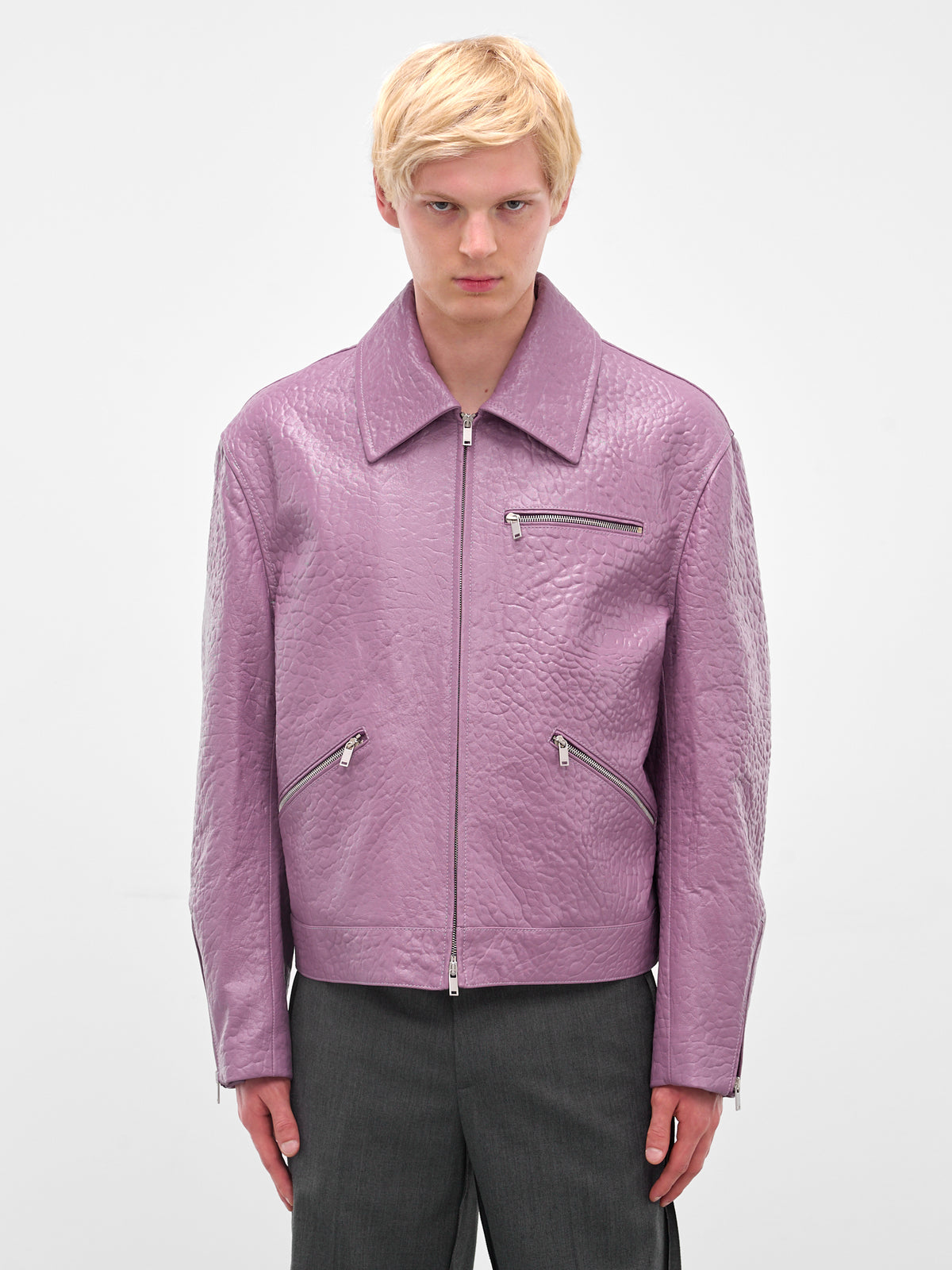Purple Pebbled Leather Zip Jacket (J21SW0108-J07223-PURPLE)