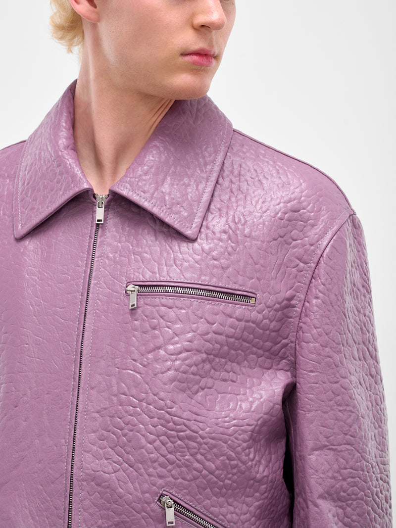 Purple Pebbled Leather Zip Jacket (J21SW0108-J07223-PURPLE)