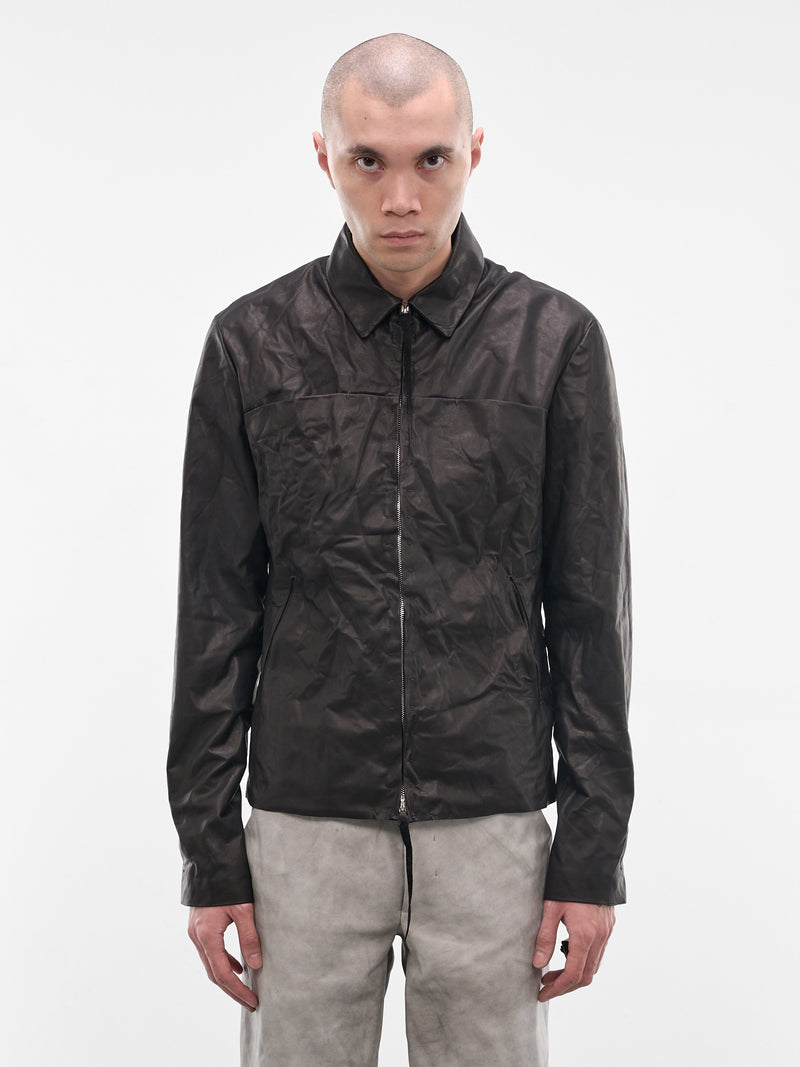 Black Leather Zip Trucker Jacket (J250Z-SY-0-5-BLACK)