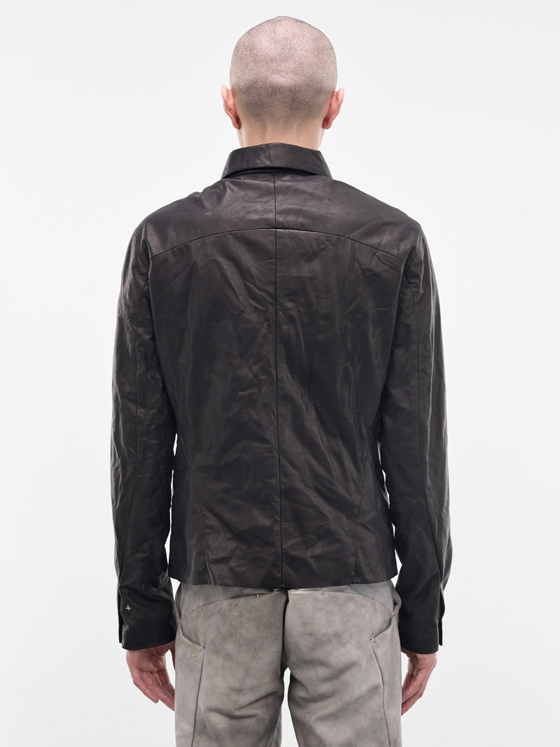 Black Leather Zip Trucker Jacket (J250Z-SY-0-5-BLACK)