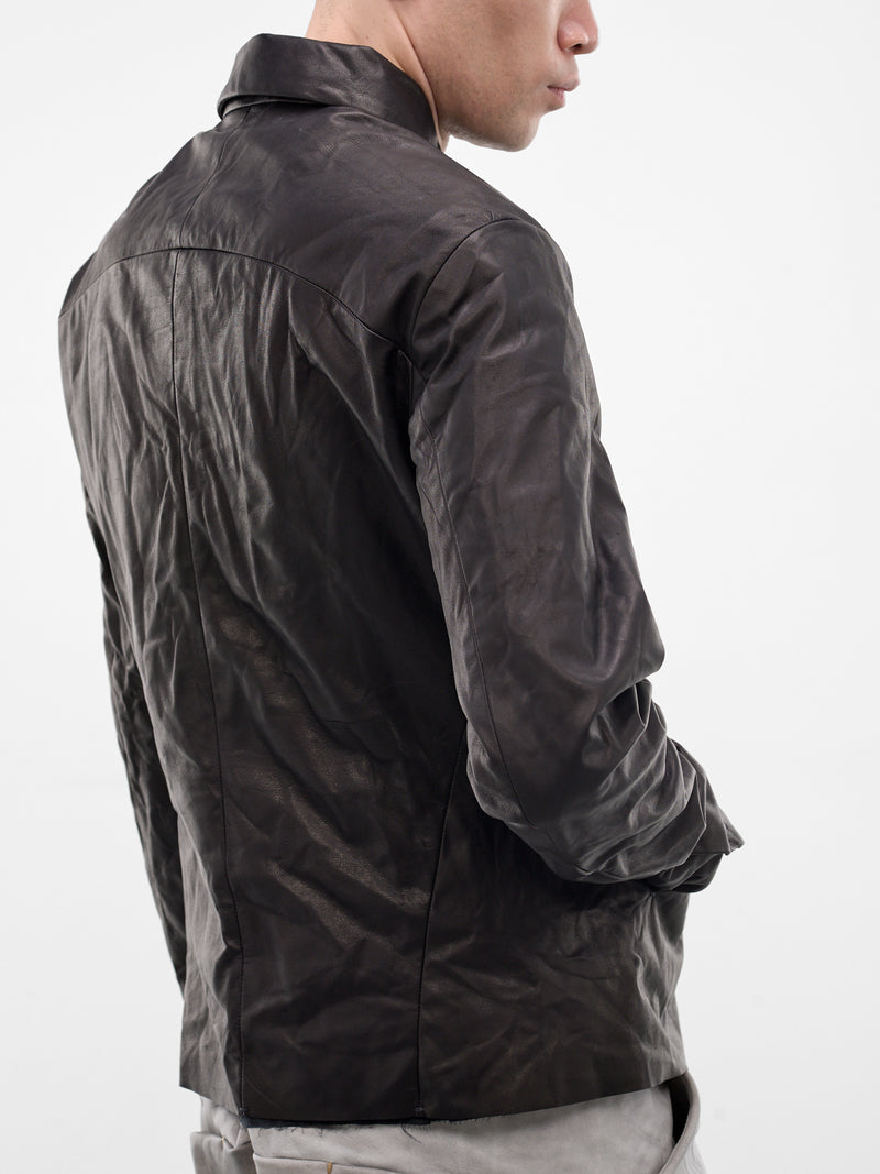 Black Leather Zip Trucker Jacket (J250Z-SY-0-5-BLACK)