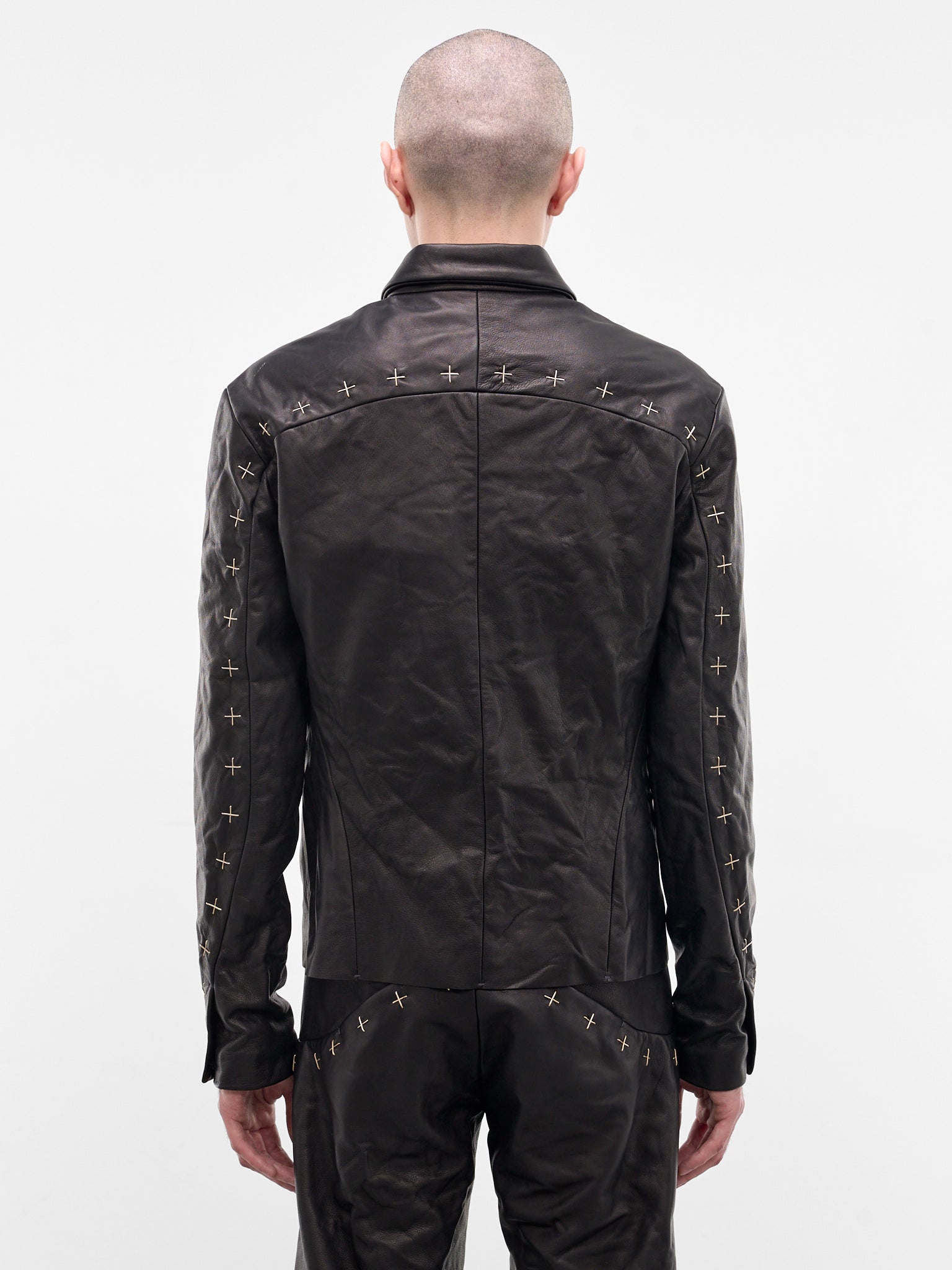 Black Leather Cross Zip Jacket (J250Z+-SY-1-0-BLACK)