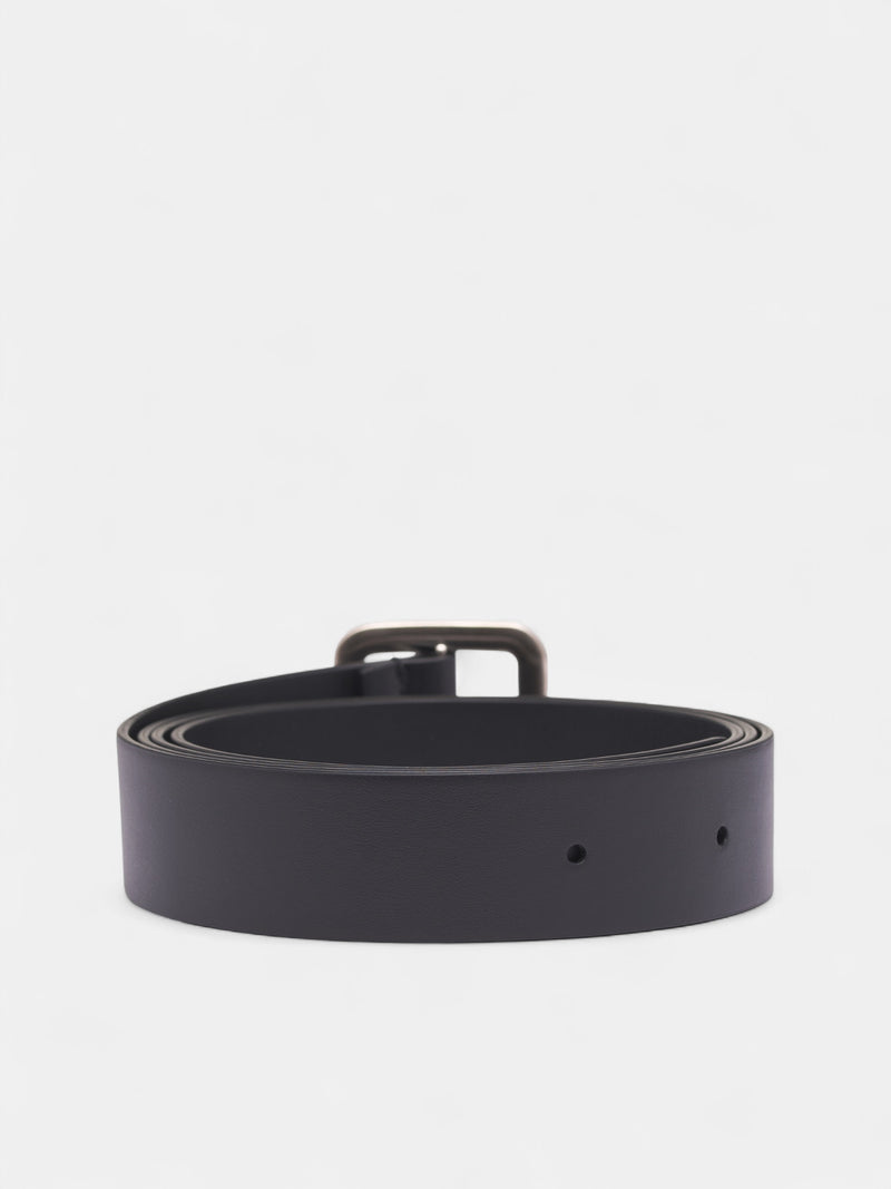 Black Leather Oversized Buckle Belt (J25TP0008-P7370-001-BLACK)