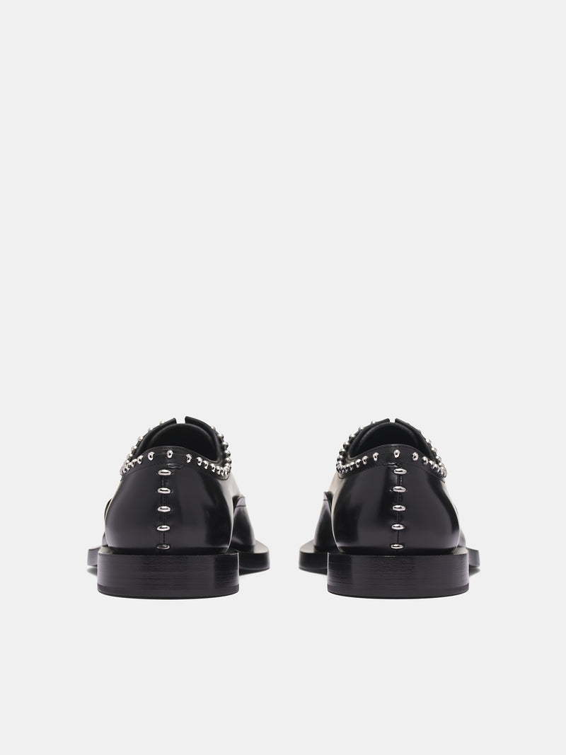 Black Studded Leather Shoes (J32WQ0026-P7032-001-BLACK)