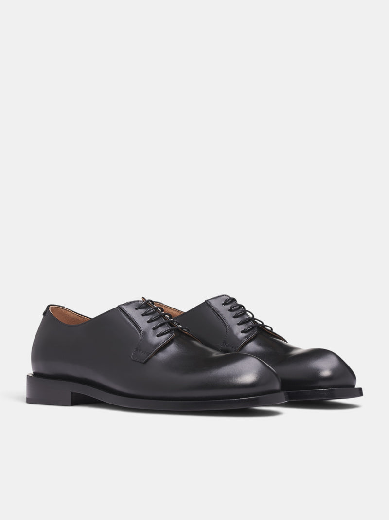 Black Smooth Leather Derbies (J32WQ0050-P7690-001-BLACK)