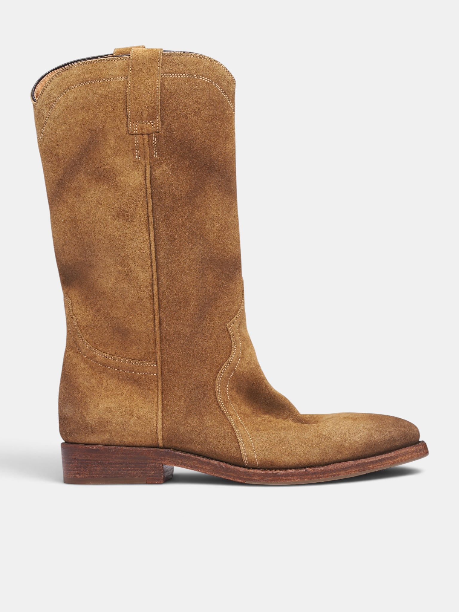 Walnut Suede Leather Cowboy Boots (J32WW0037-P7892-243-WALNUT)
