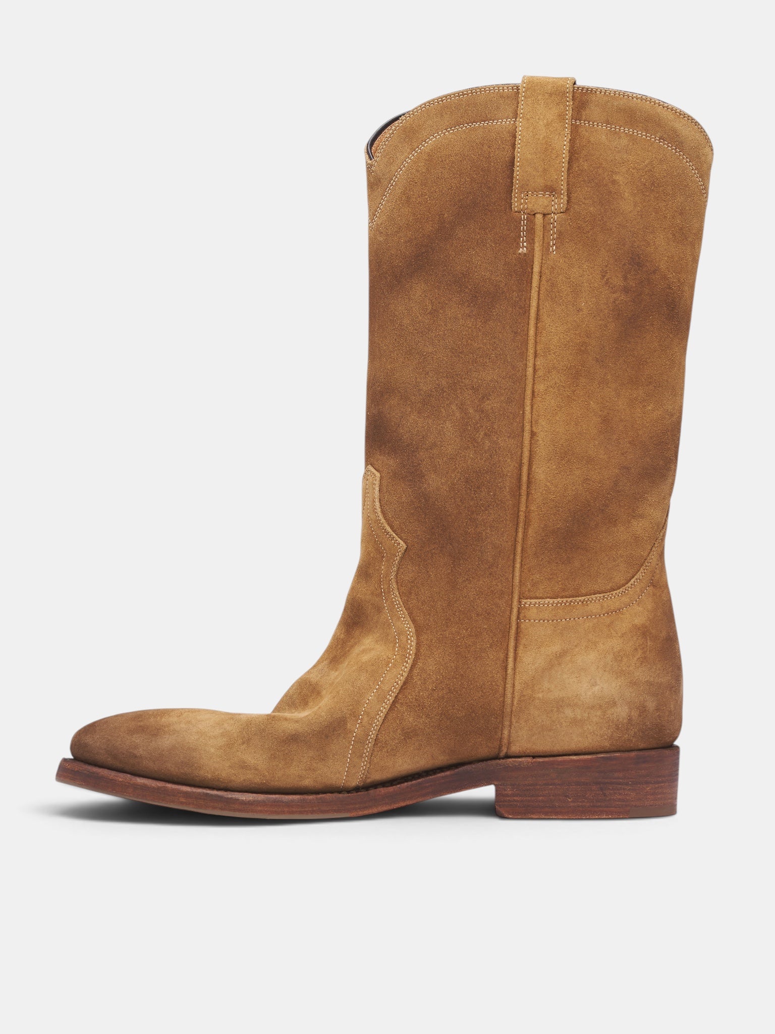 Walnut Suede Leather Cowboy Boots (J32WW0037-P7892-243-WALNUT)