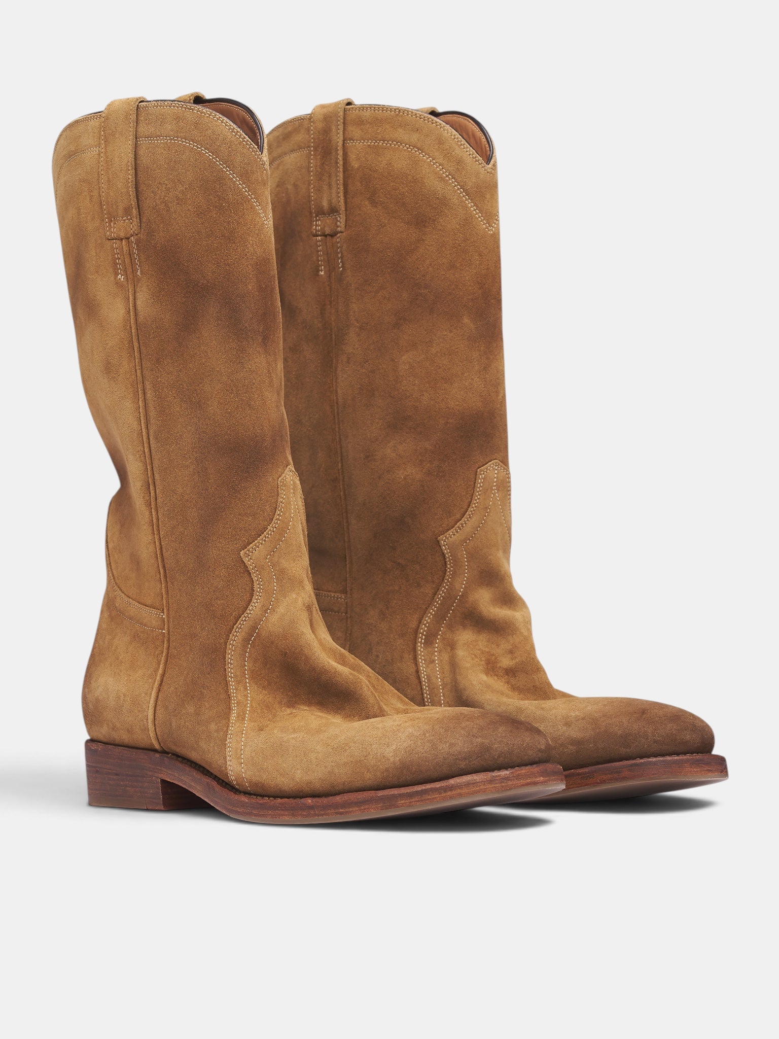 Walnut Suede Leather Cowboy Boots (J32WW0037-P7892-243-WALNUT)
