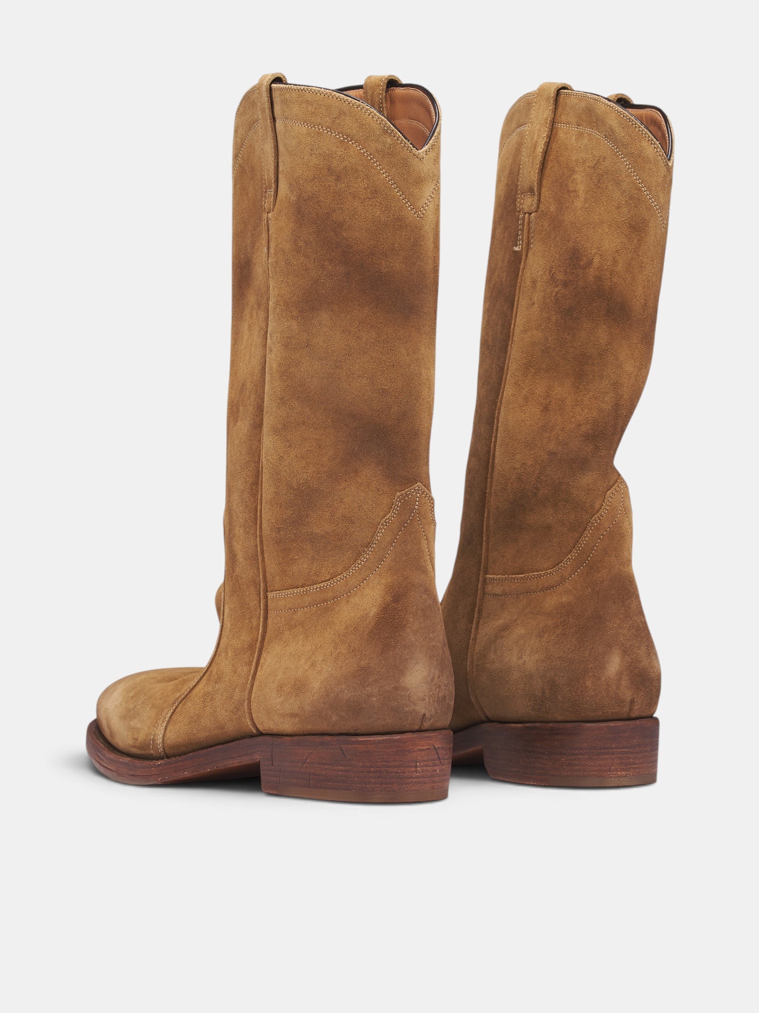 Walnut Suede Leather Cowboy Boots (J32WW0037-P7892-243-WALNUT)