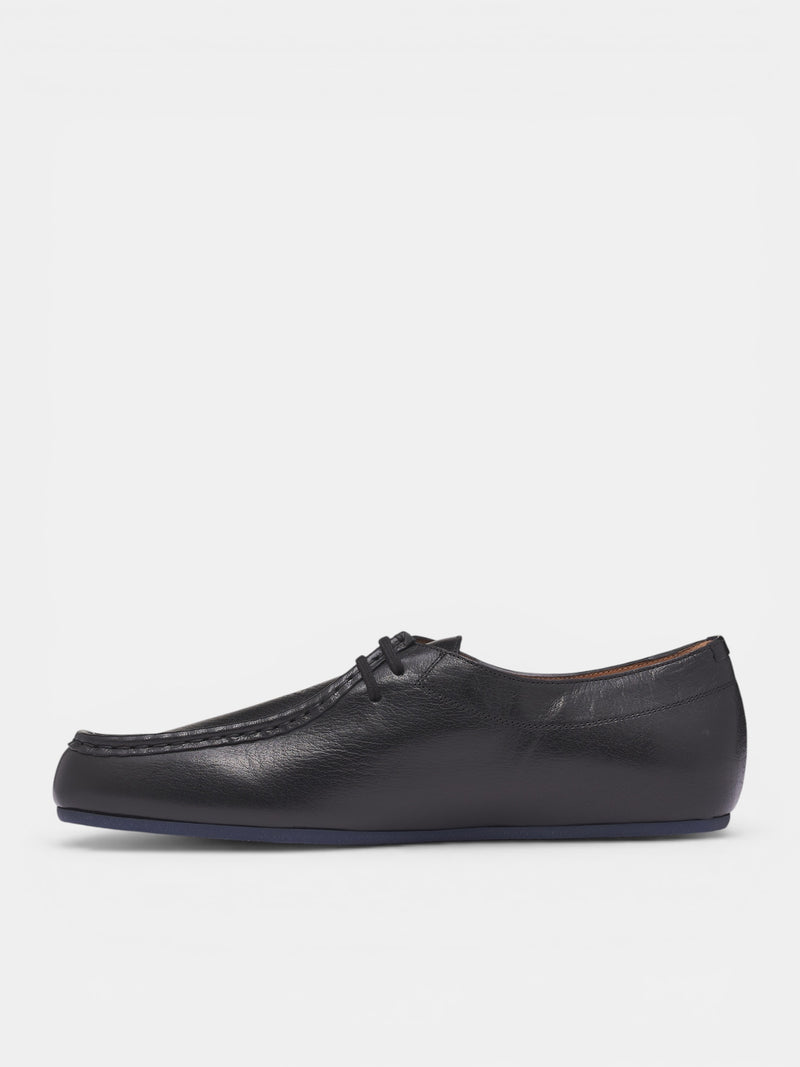 Black Moc-Toe Leather Loafers (J32ZJ0026-P7698-001-BLACK)