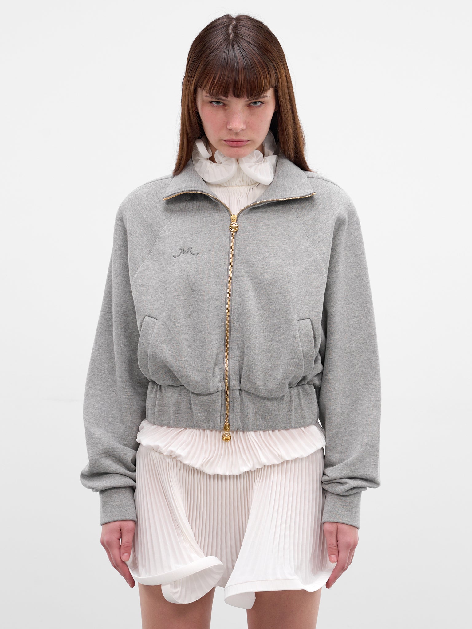 Gray Cotton Fleece Bomber Jacket (J445-S-GREY)