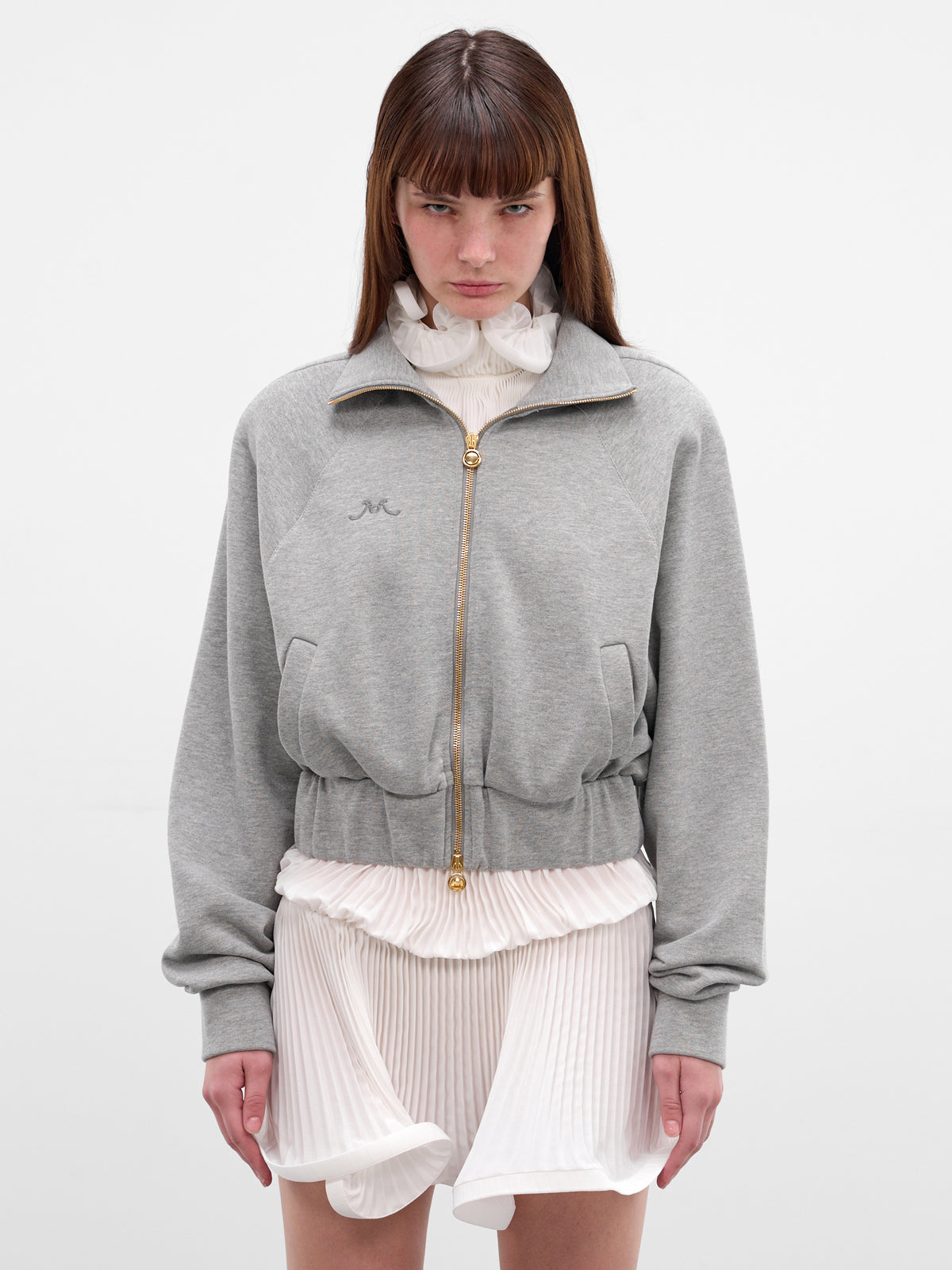 Gray Cotton Fleece Bomber Jacket (J445-S-GREY)