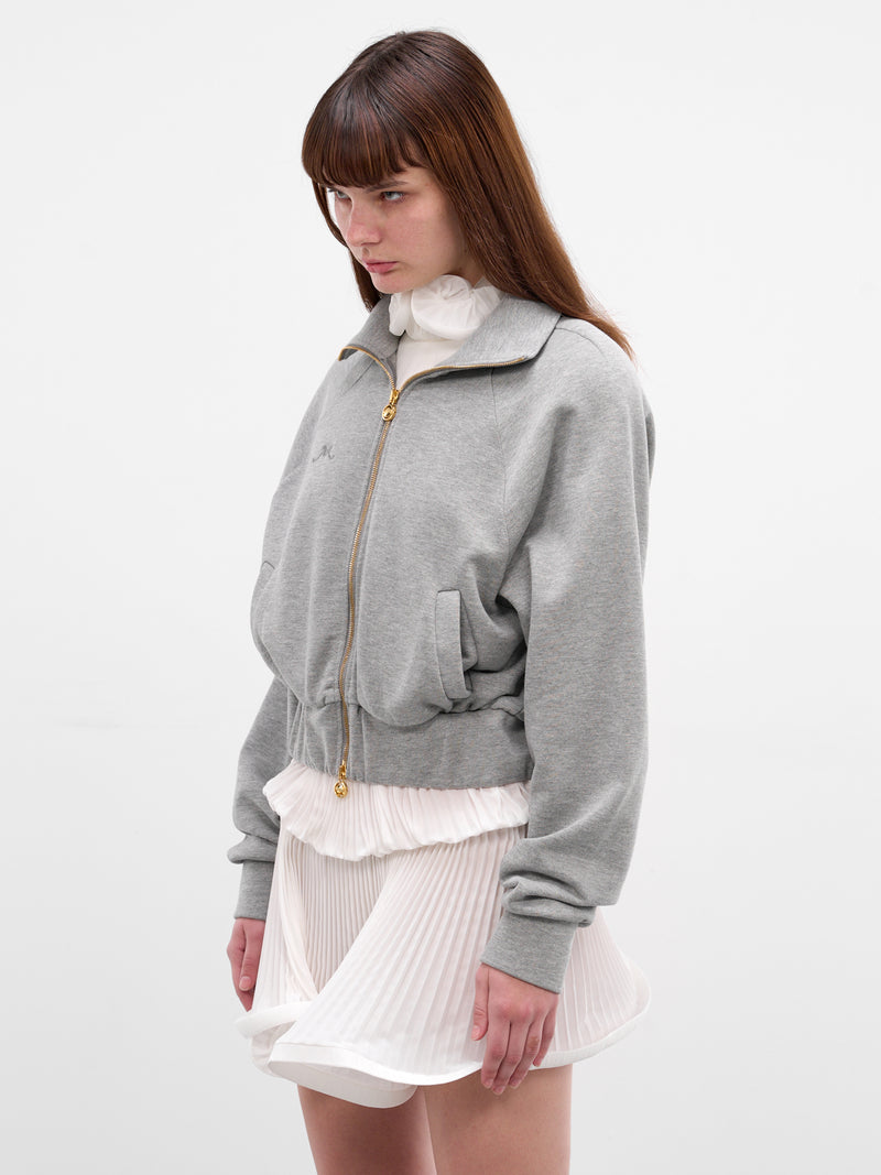 Gray Cotton Fleece Bomber Jacket (J445-S-GREY)