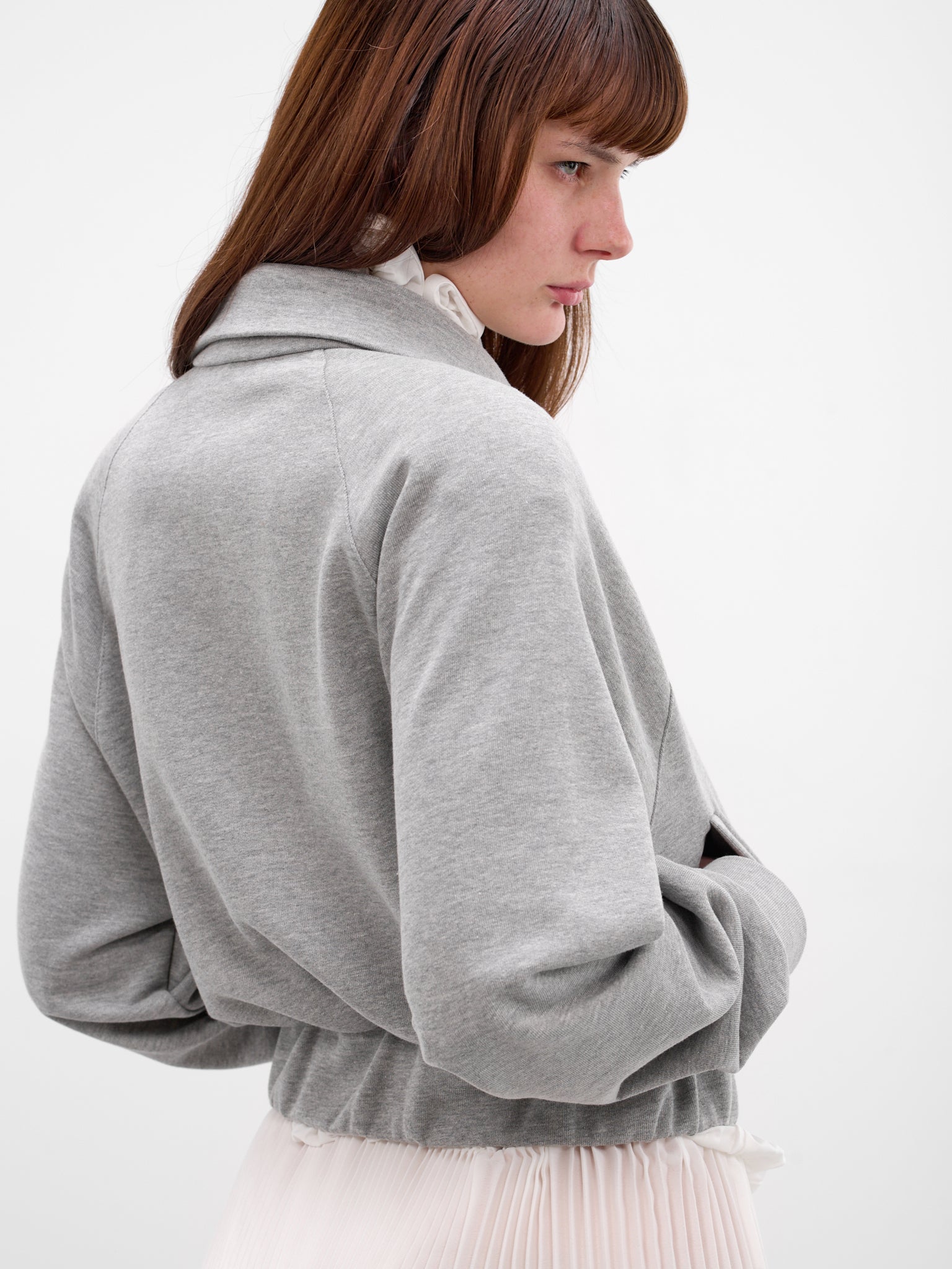 Gray Cotton Fleece Bomber Jacket (J445-S-GREY)