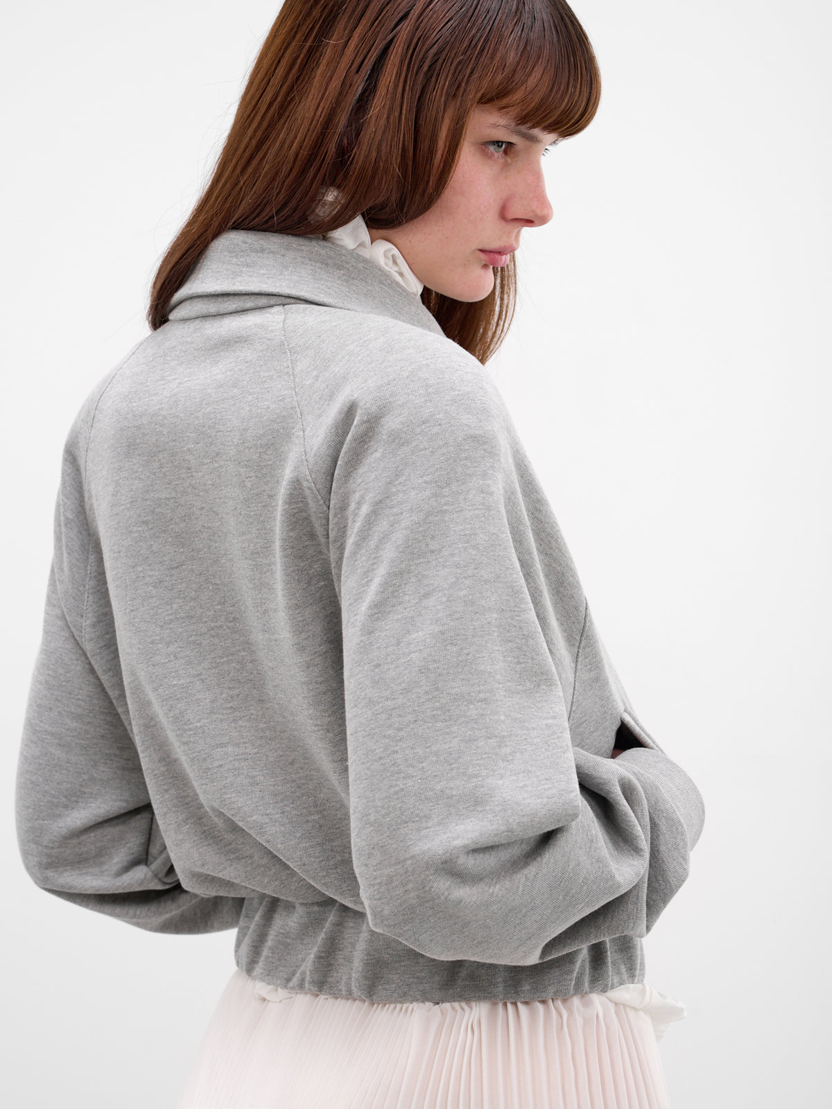 Gray Cotton Fleece Bomber Jacket (J445-S-GREY)